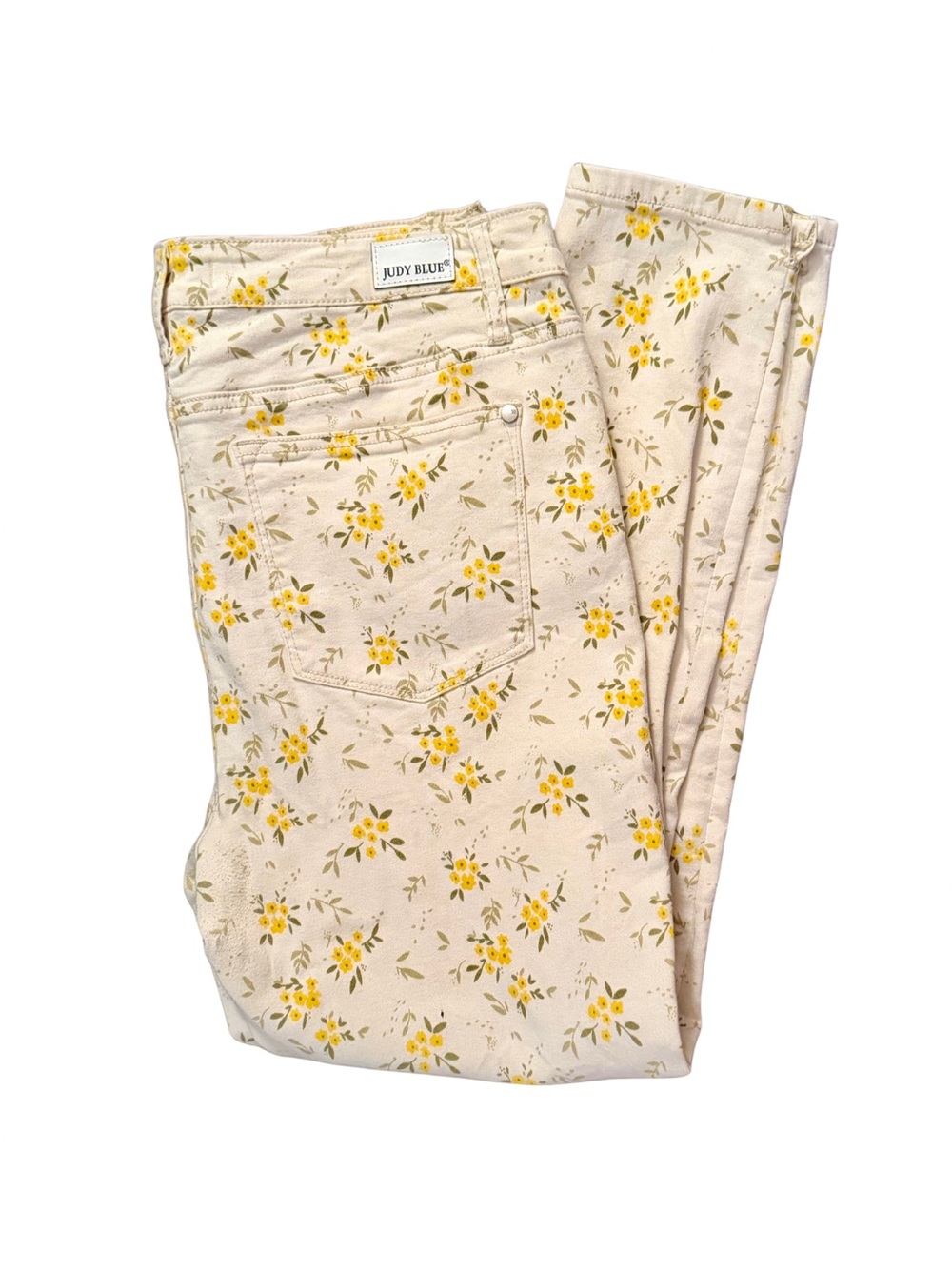 Judy Blue Cream & Yellow Floral Women's Skinny Jeans